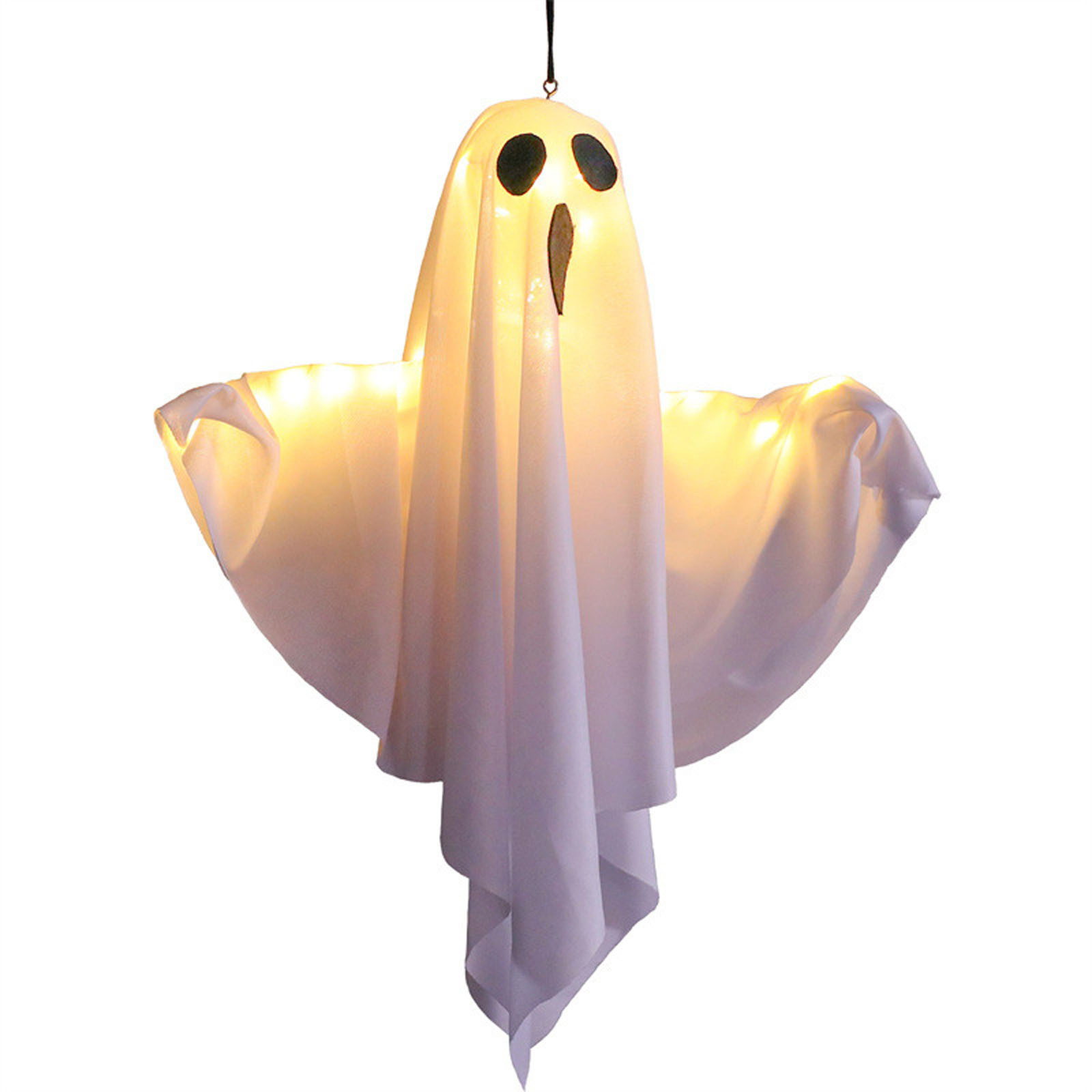 KQJQS Halloween Hanging Ghost Decorations with LED Light Strings, Battery Operated Spooky Ornaments for Home, Tree, Garden, Yard Decor